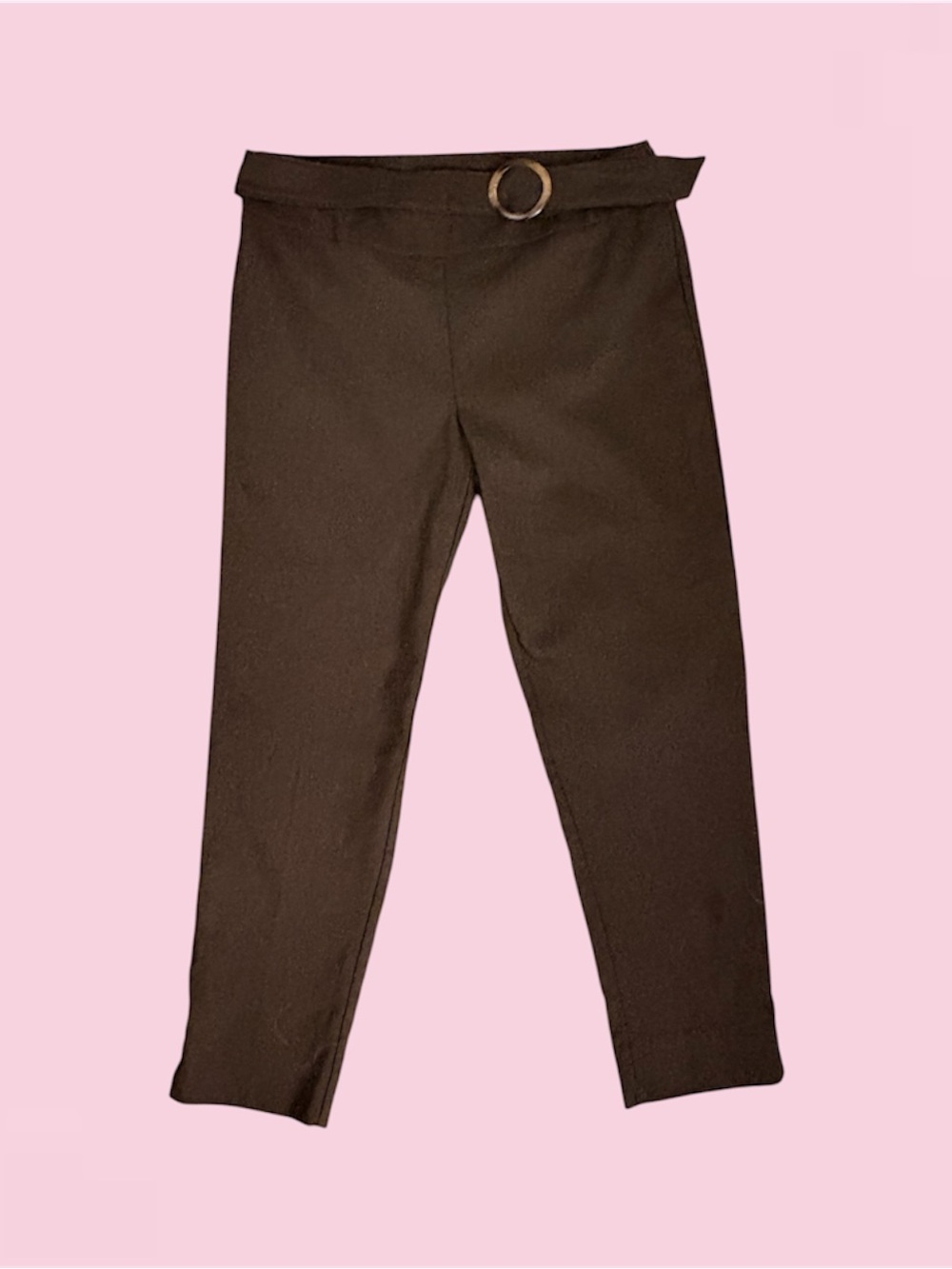 Chocolate brown cropped dress pants with buckle detail - US Size 10